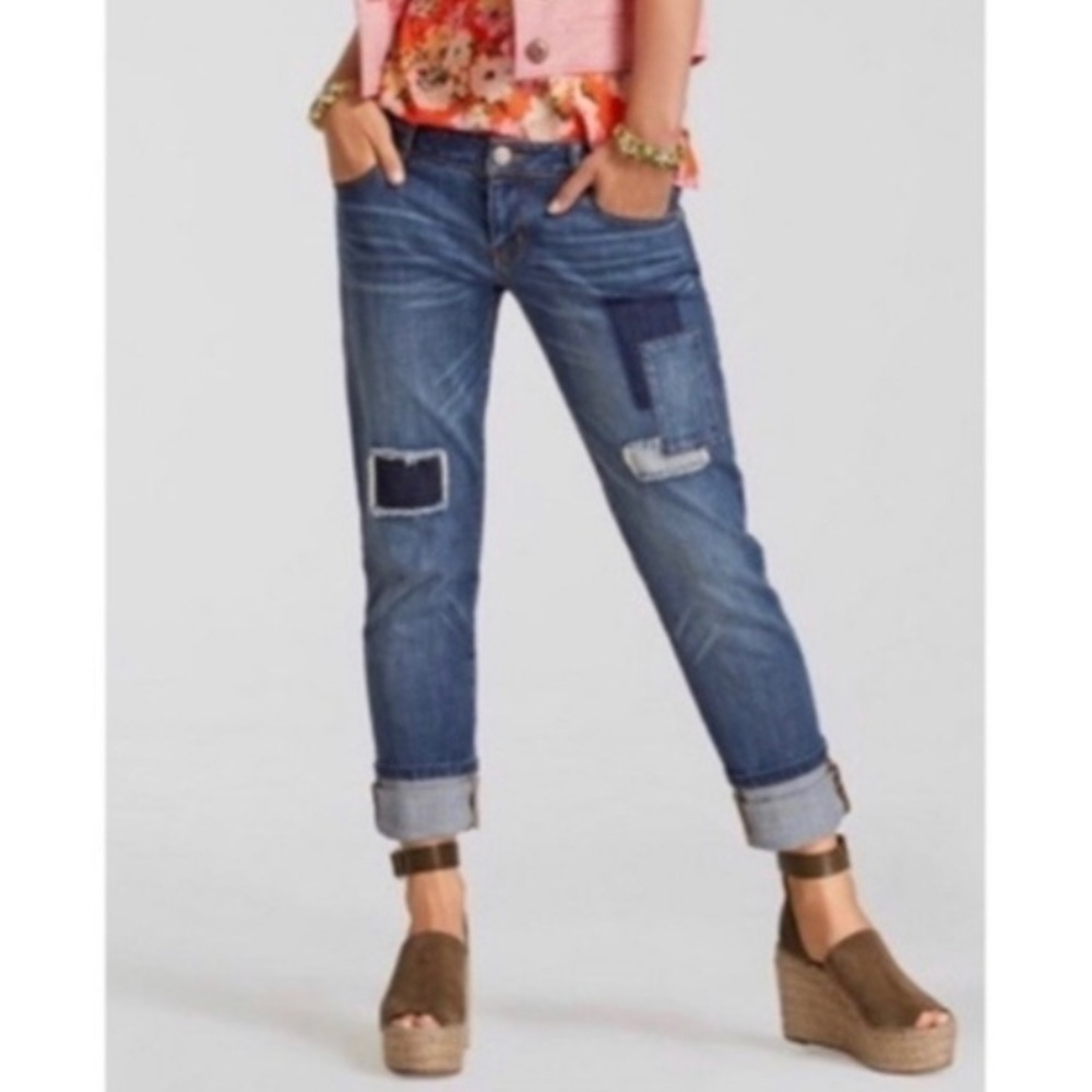 Cabi Boyfriend jeans with patchwork. never opened